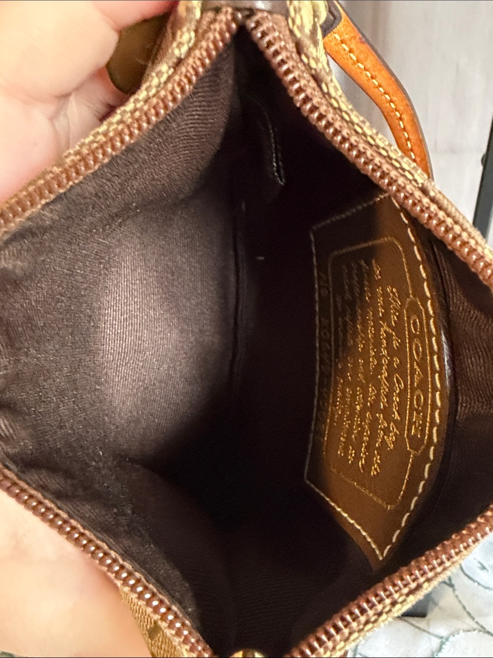 Coach Legacy Signature Canvas Wristlet in Brown and Tan - Picture 7 of 7